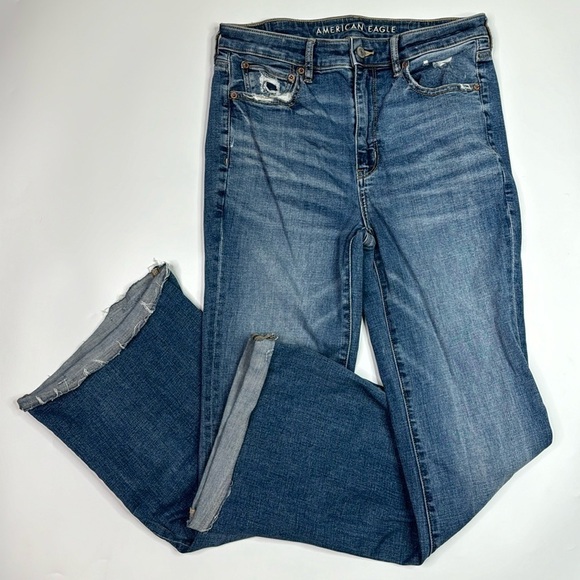 American Eagle Stretch Super hi Rise Flare Jeans Size 6 - Picture 1 of 14